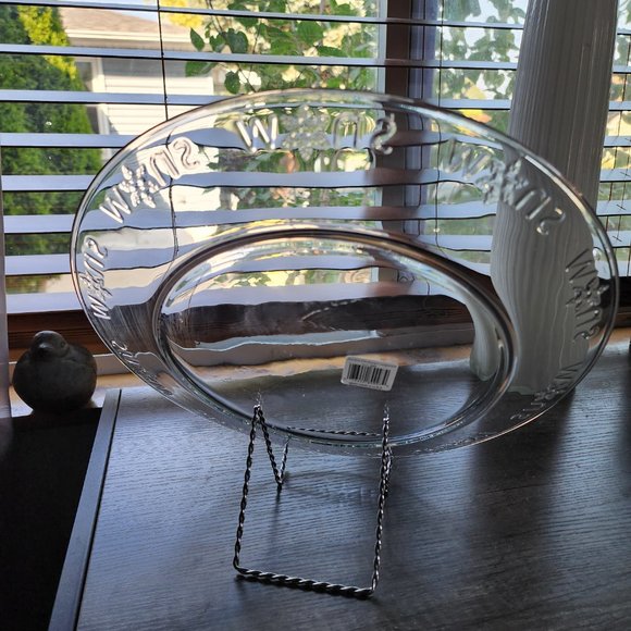 ANCHOR HOCKING Glass 13" Place that has SNOW around rim. NWT - Picture 4 of 7